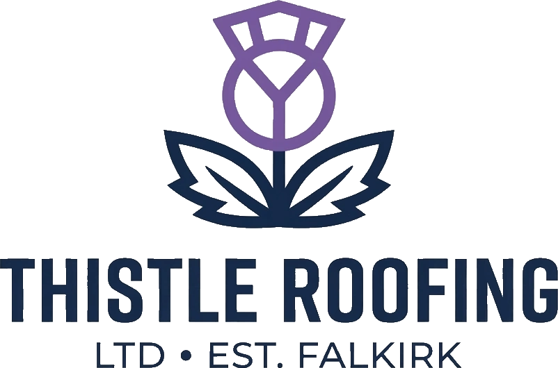 Thistle Roofing Ltd logo with purple Scottish thistle
